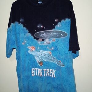 Vintage Star Trek Adult Short Sleeve Tee - Blue and Black Size XL